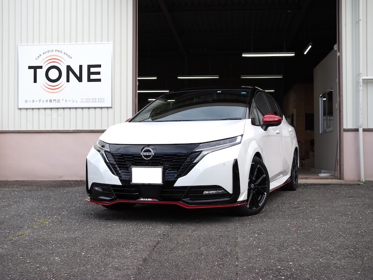 日産 ノート オーラ スピーカー交換、ＤＳＰ、サブウーファー取り付け